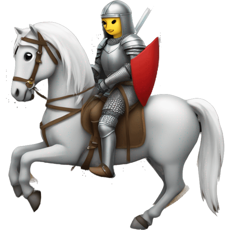 medieval female knight on a black horse with a sword emoji