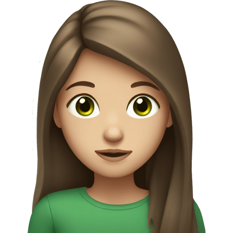 girl with long brown hair and green eyes emoji