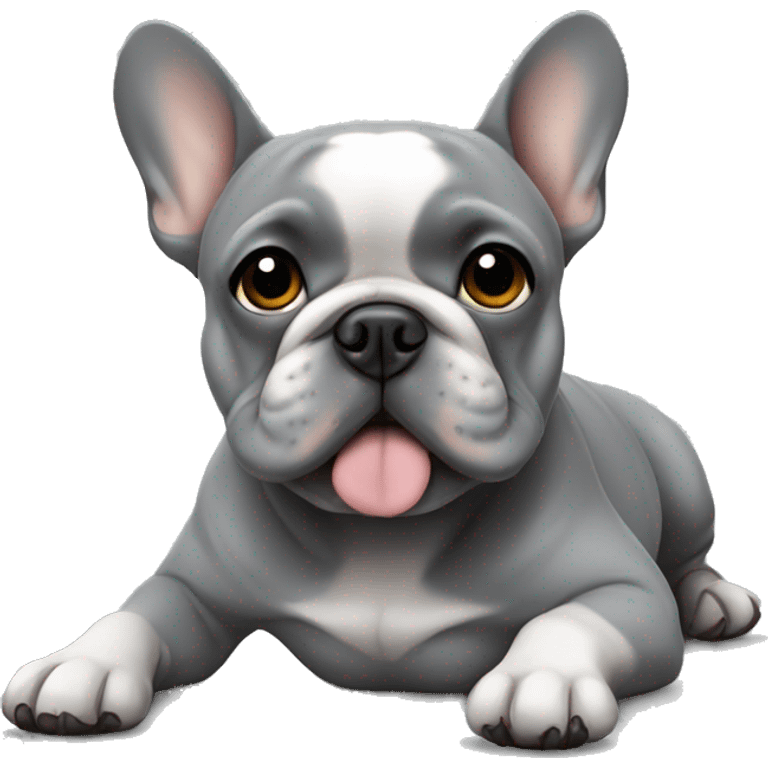 Grey Frenchie laying emoji