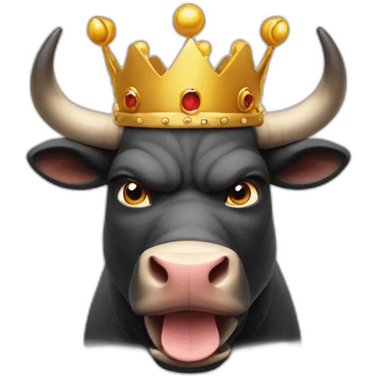 very angry bull with a crown emoji