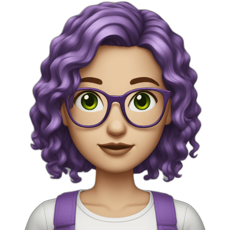 white-girl-purple-wavy-hair-green-eyes-square-glasses emoji