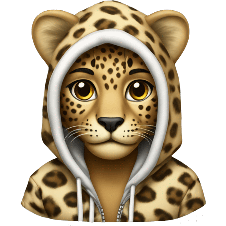 leopard wearning a hoodie emoji