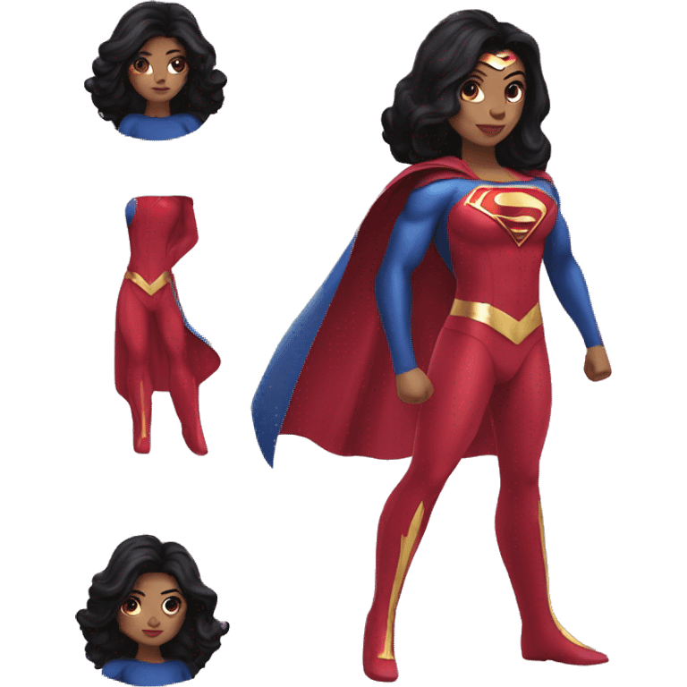 girl in a superwoman costume with long black hair  emoji