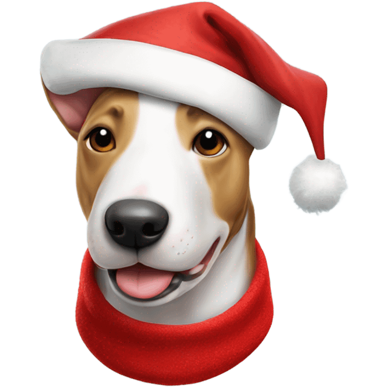 Bull terrier Santa hat emoji