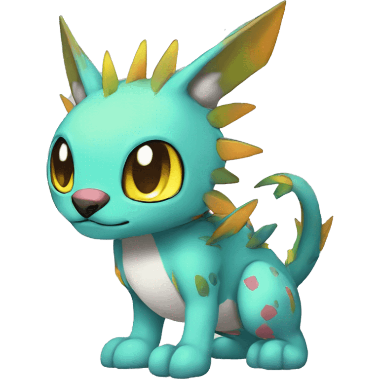 cute cool edgy Digimon-Fakemon-animal with colorful markings full body emoji