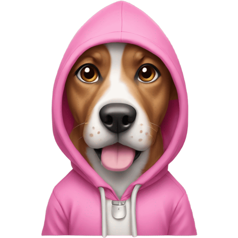 Dog wearing a pink hoodie emoji