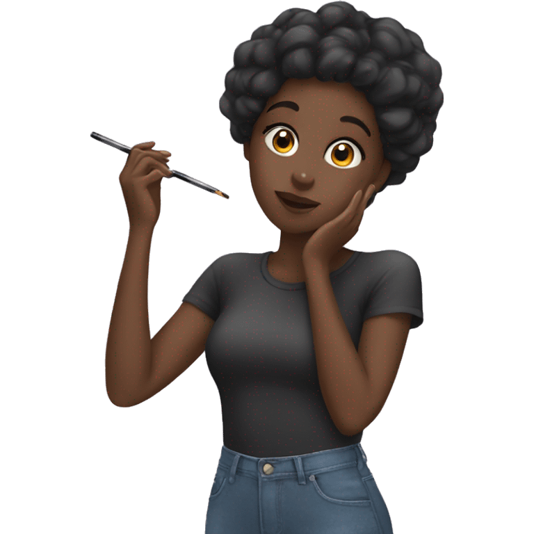 Black girl doing makeu emoji