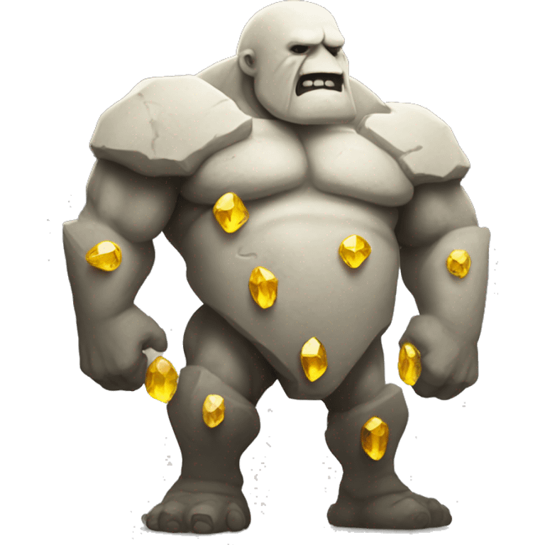 A white stone golem standing with some yellow gems on his back emoji