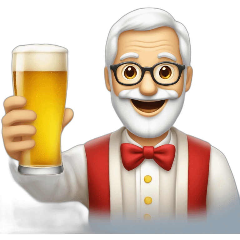 Père Noël offrant un verre de bière à un enfant comme cadeau emoji