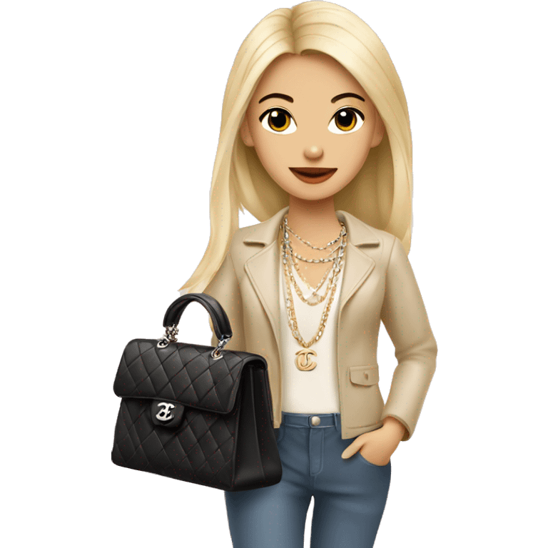 Blonde Chanel Asian Girl with Birkin bag and Chanel necklace emoji