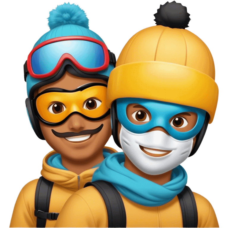 2 guys masks snowboarding birthday emoji