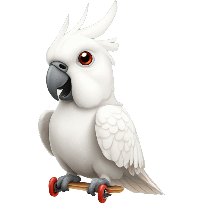 white cockatoo red skate emoji