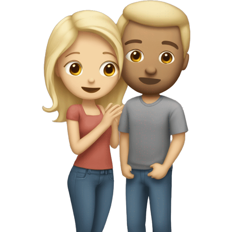 blonde girl kissing man with shaved beard and brown stand up hair  emoji