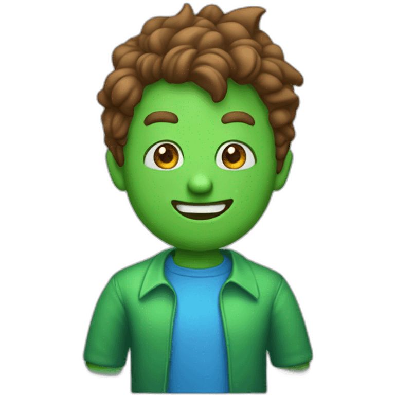 Green guy with devil horns blue shirt and white pants emoji