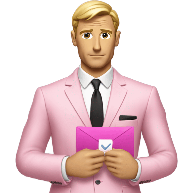 james bond in pink suit carrying an email icon. It's very important for James Bond to carry email emoji