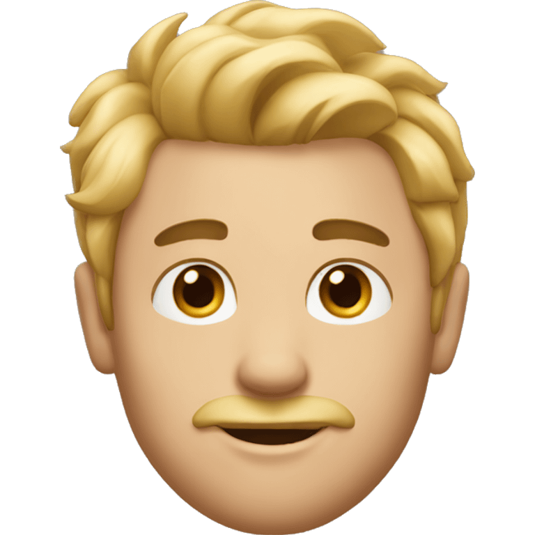 A man with a blonde dye on his hair, a small mustache and a brown goat emoji