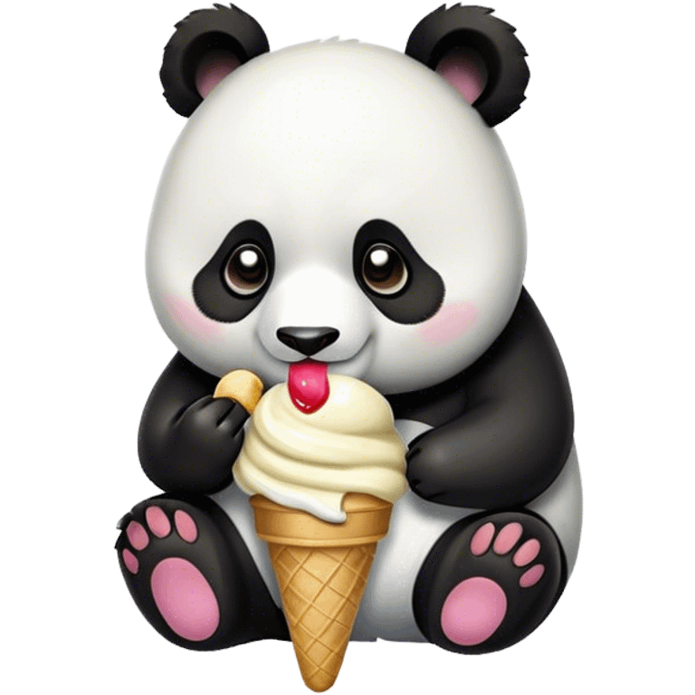 Panda eating ice cream emoji