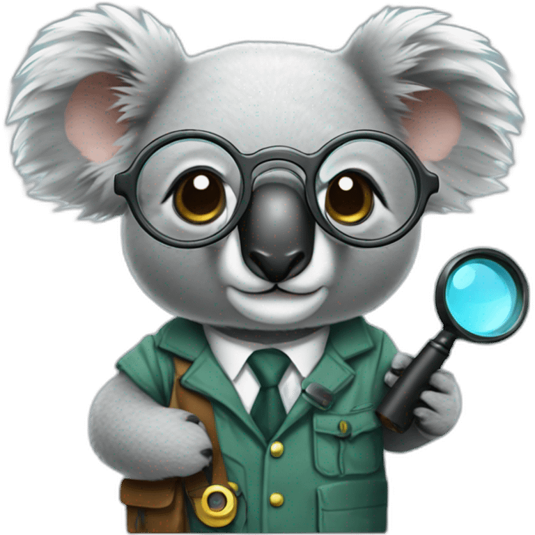 a koala with a detective suit and a magnifying glass emoji