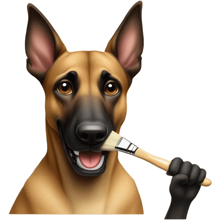 malinois holding a painting brush emoji