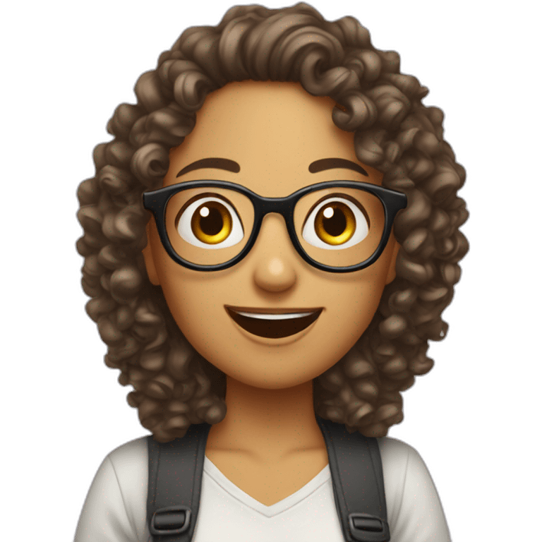 crazy girl con curly girl and glasses emoji