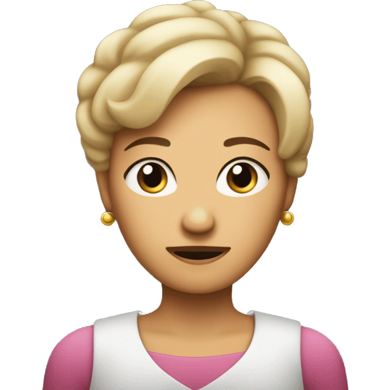 Middle-aged woman with a short ‘Karen’ hairstyle, arms crossed, with an annoyed expression on her face. emoji