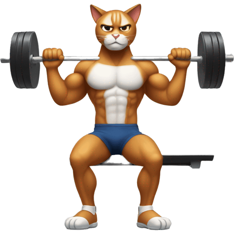 muscular cat doing bench press emoji