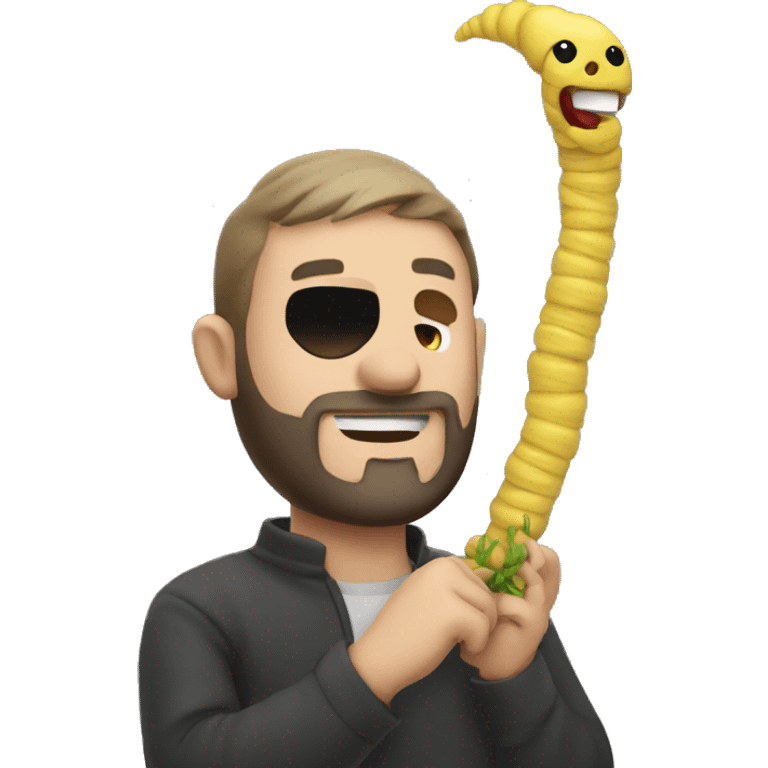 neckbeard playing with a worm emoji