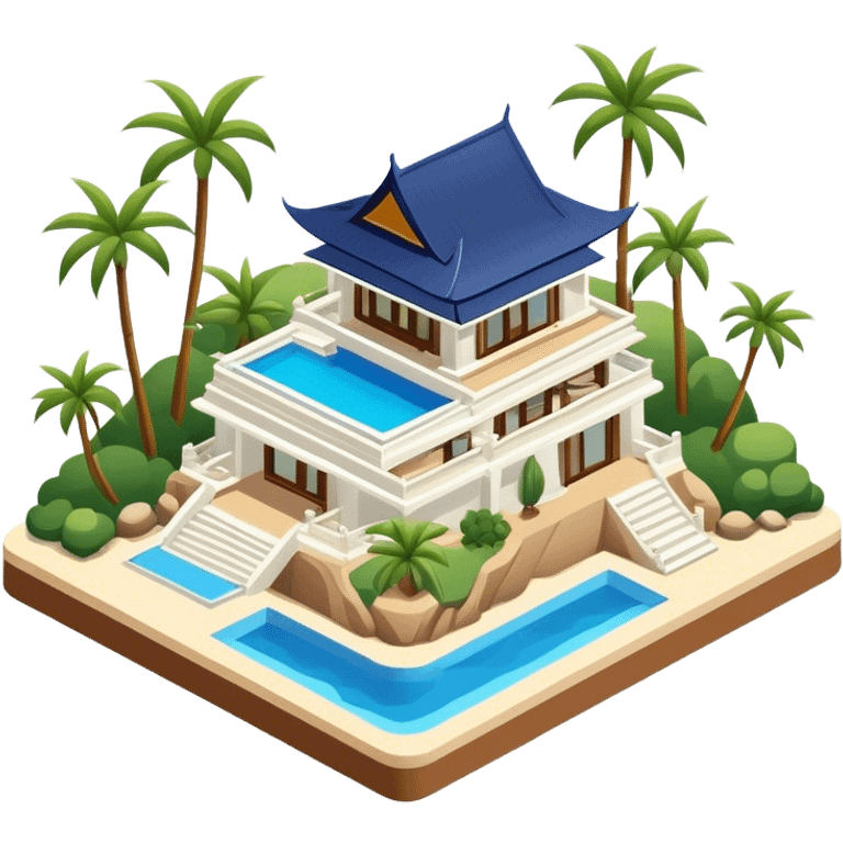 Thailand luxury coastal resort isometric exterior emoji