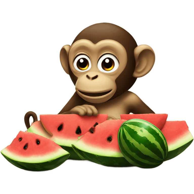 Monkey eating watermelon emoji