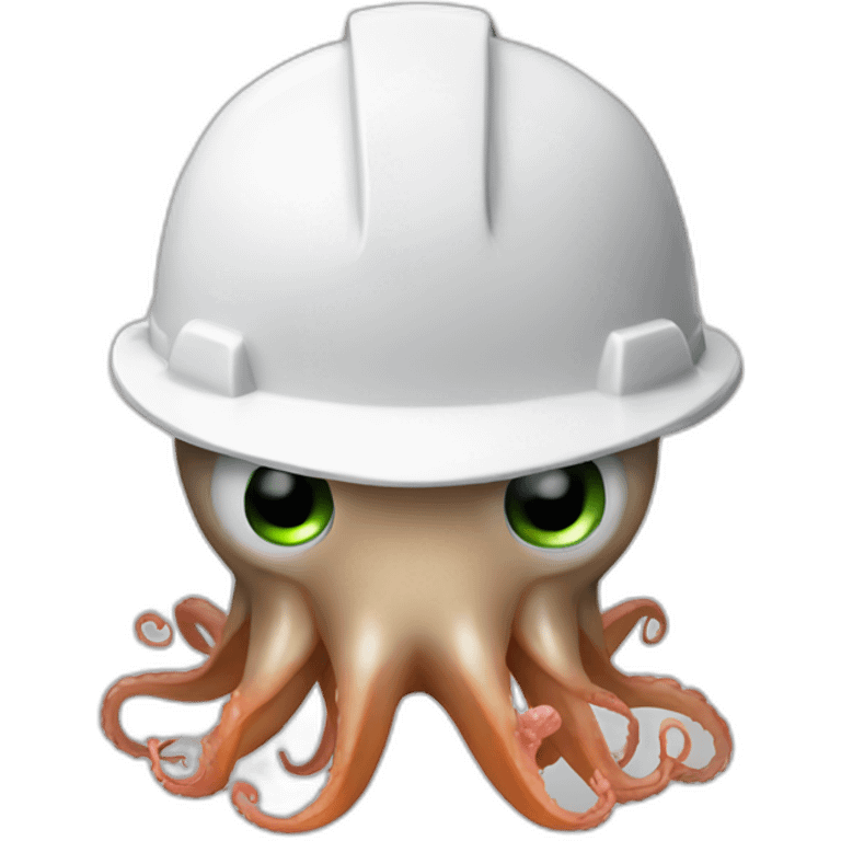 Squid wearing a hard hat emoji