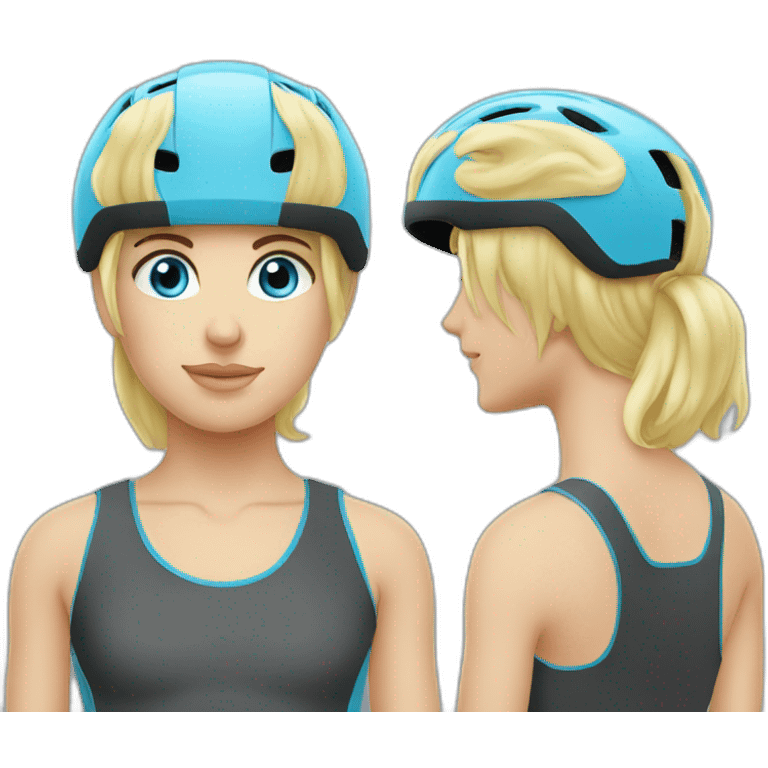 Cute blonde blue eyes bike helmet emoji