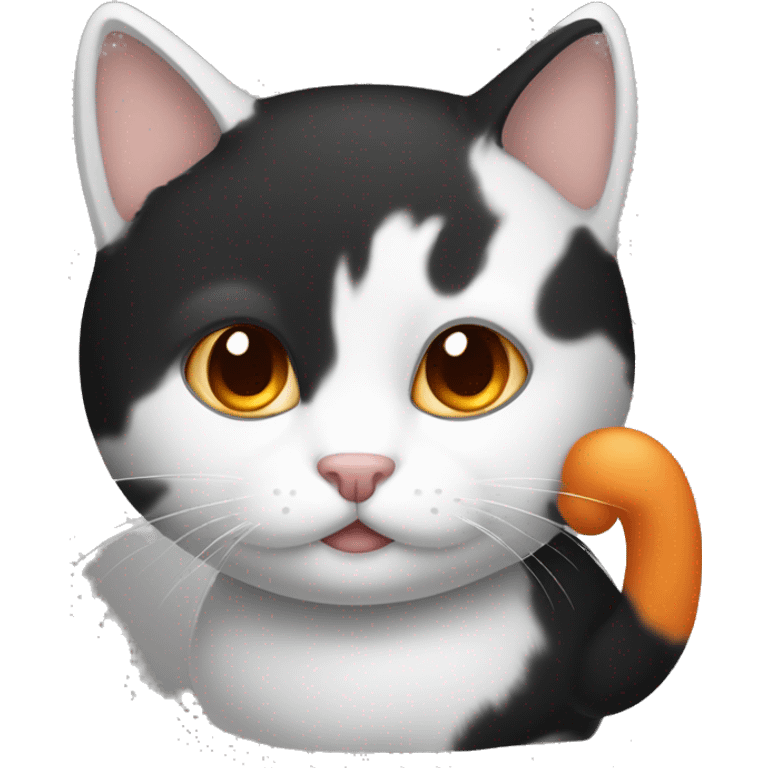 cute black and white and orange a cat emoji