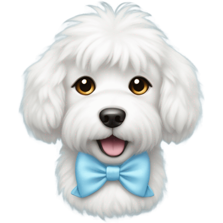 White cute dog with light blue bow emoji