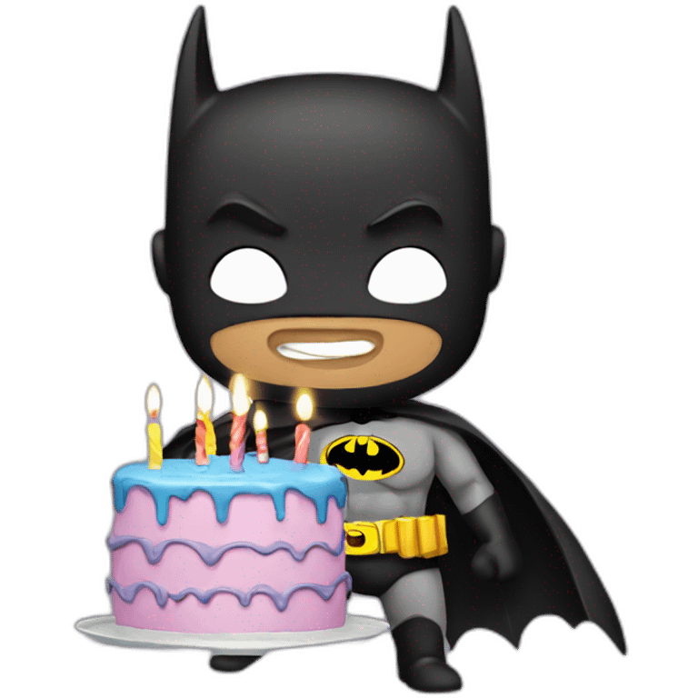 Batman holding a birthday cake emoji