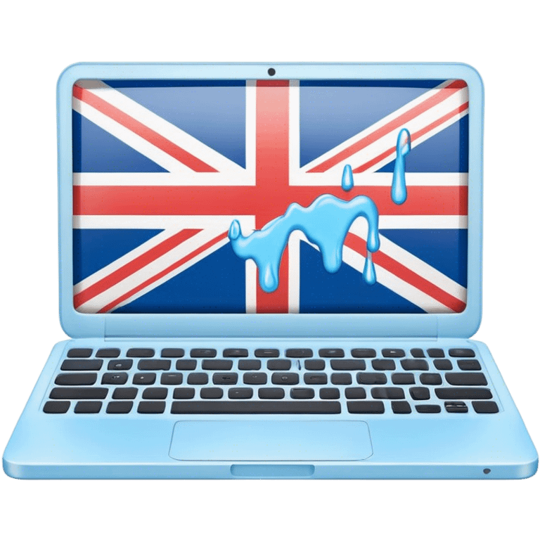 pastel melted laptop on the screen British flag emoji