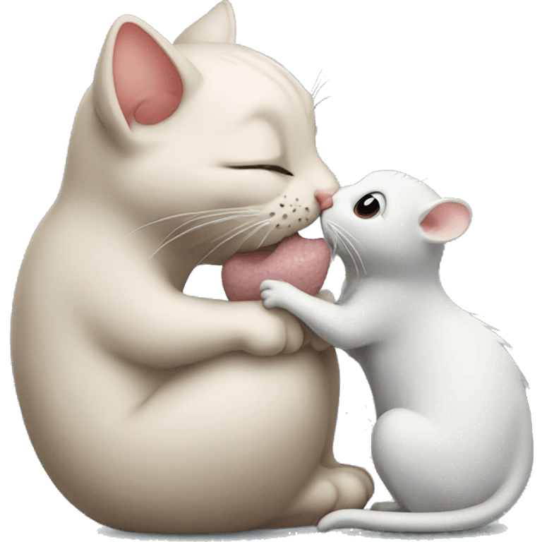 Cat kissing a rat emoji