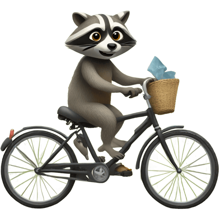 Raccoon riding a bicycle emoji