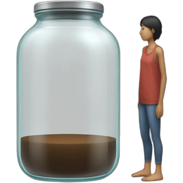 human standing over an ((empty transparent jar)),only legs visible emoji