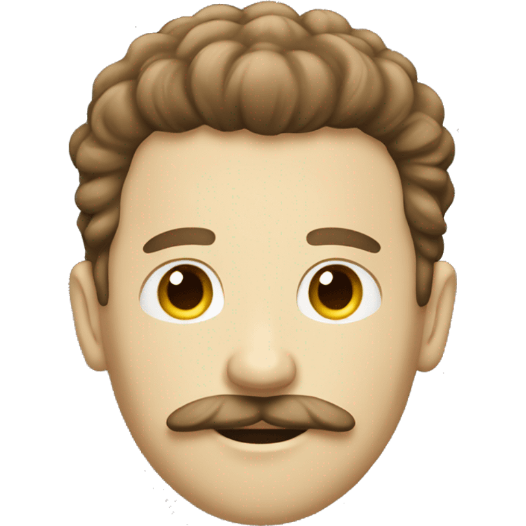 Tall white fluffy brown hair guy with mustache emoji