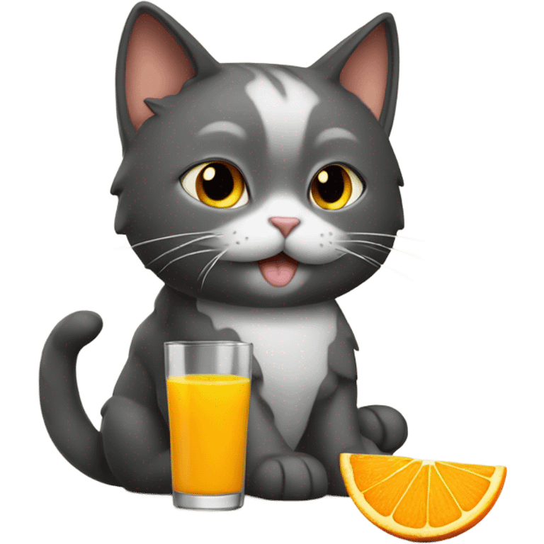 Cat with a Orange juice emoji