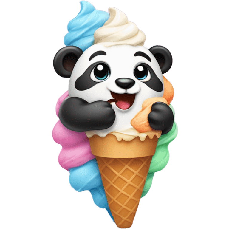 Panda eating ice cream emoji