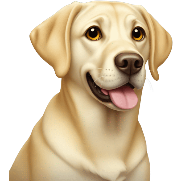 Yellow Labrador young dog with goofy face emoji