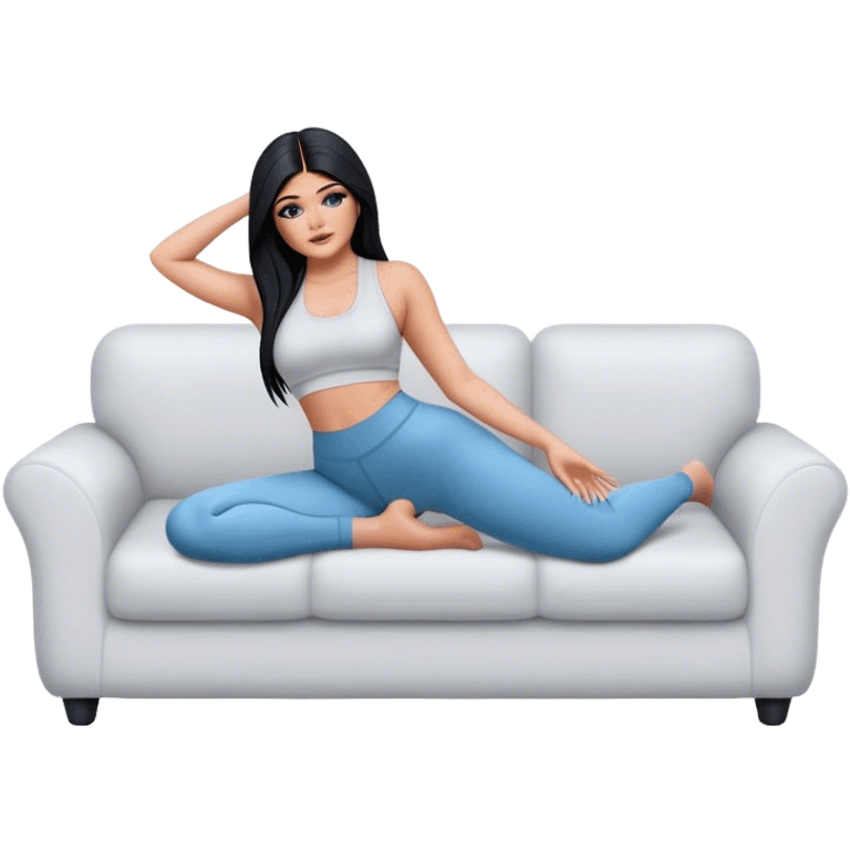 hyper-realistic kylie jenner in yoga pants on couch emoji