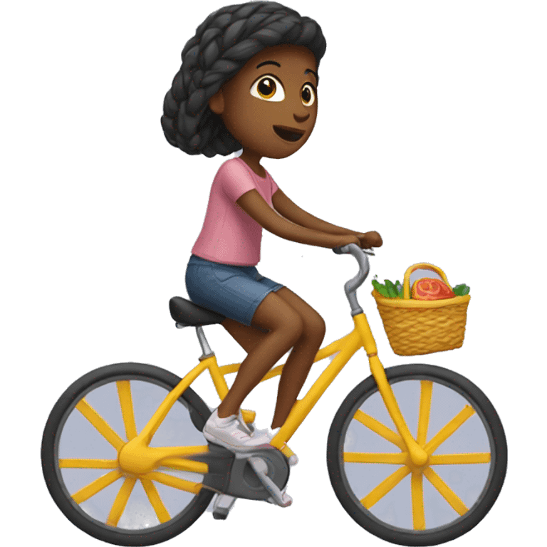 Girl riding on a bike to a shop emoji