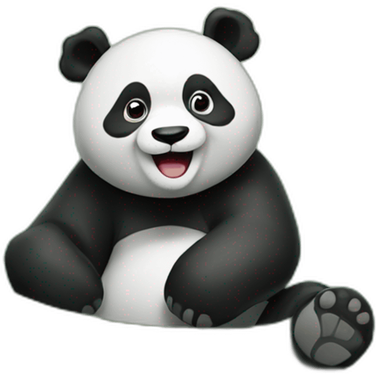 a happy panda with a forest backround emoji