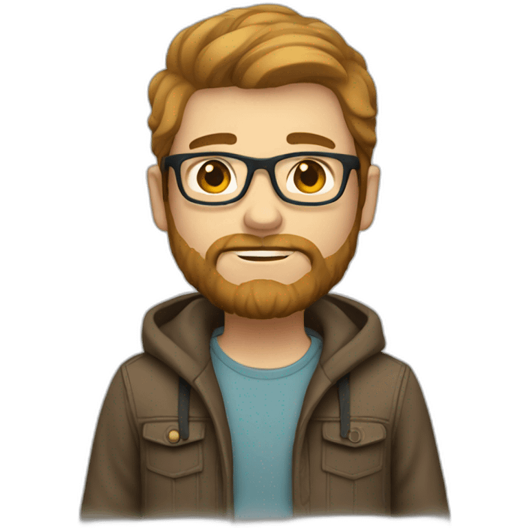 Hipster dude with beard and light brown hair emoji