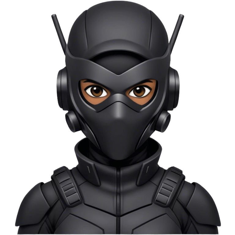 A masked assassin futuristic  in a black tactical suit emoji