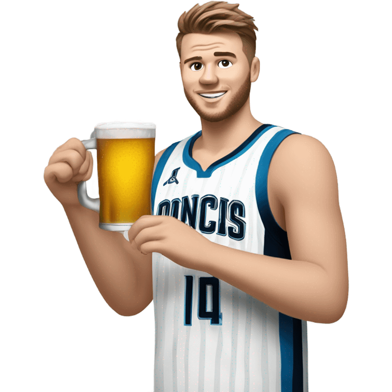 Luka Doncic drinking a beer emoji