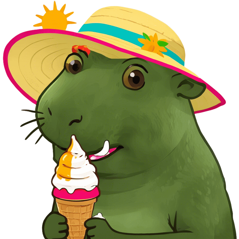 Capybara eating ice cream emoji