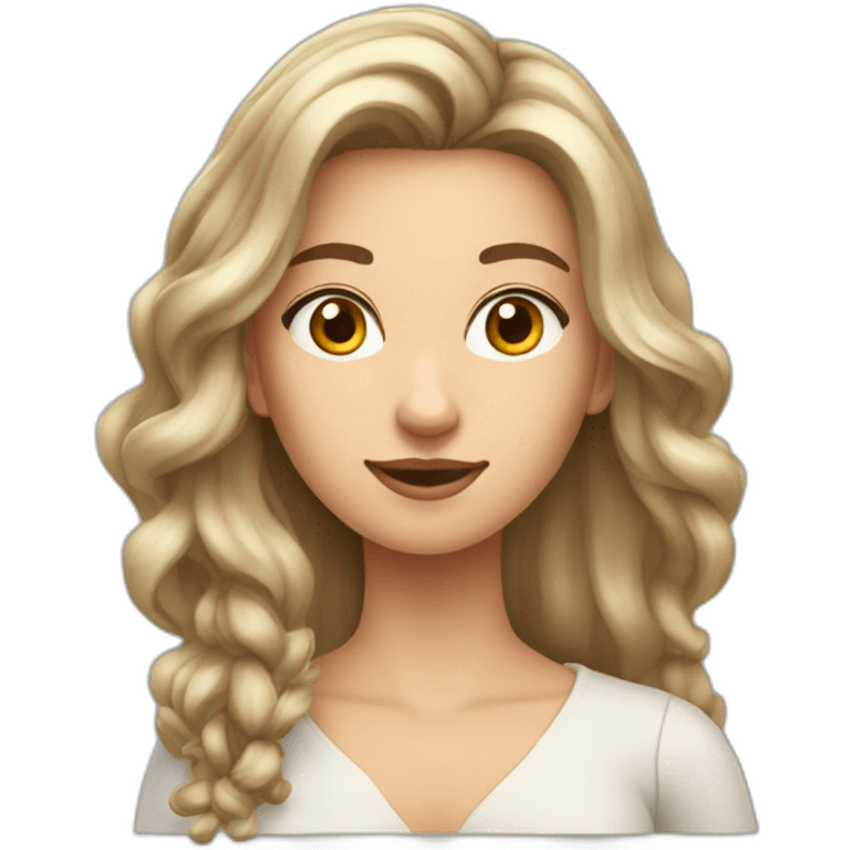 Femme châtain cheveux longs raides emoji